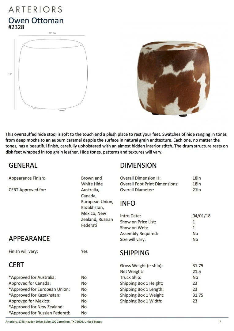 Arteriors Home Owen Ottoman 5 Arteriors Home Owen Ottoman