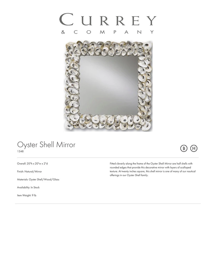 Currey And Company Oyster Shell Mirror Square New Arrivals 3 Currey And Company Oyster Shell Mirror Square New Arrivals