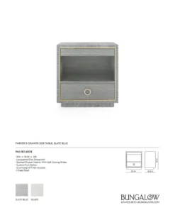 Bungalow 5 New Arrivals Parker 2 Drawer Side Table Slate Blue Lacquered Grasscloth 13 Bungalow 5 New Arrivals Parker 2 Drawer Side Table Slate Blue Lacquered Grasscloth