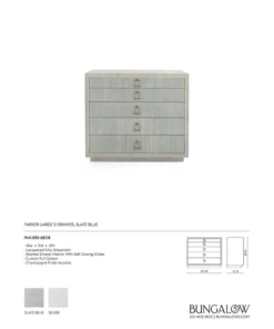 Bungalow 5 Parker Large 5 Drawer Chest Slate Blue Lacquered Grasscloth 13 Bungalow 5 Parker Large 5 Drawer Chest Slate Blue Lacquered Grasscloth