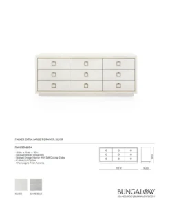 Bungalow 5 Parker Extra Large 9 Drawer Chest Silver Lacquered Grasscloth 11 Bungalow 5 Parker Extra Large 9 Drawer Chest Silver Lacquered Grasscloth