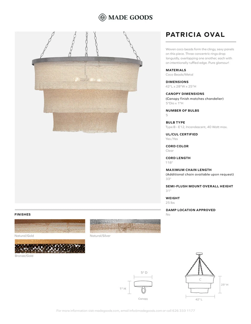 Made Goods Patricia Chandelier Oval Bronze Coco Beads And Gold Metal 5 Made Goods Patricia Chandelier Oval Bronze Coco Beads And Gold Metal