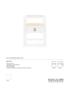 Bungalow 5 Polo 1 Drawer Side Table Grasscloth And White Lacquer New Arrivals