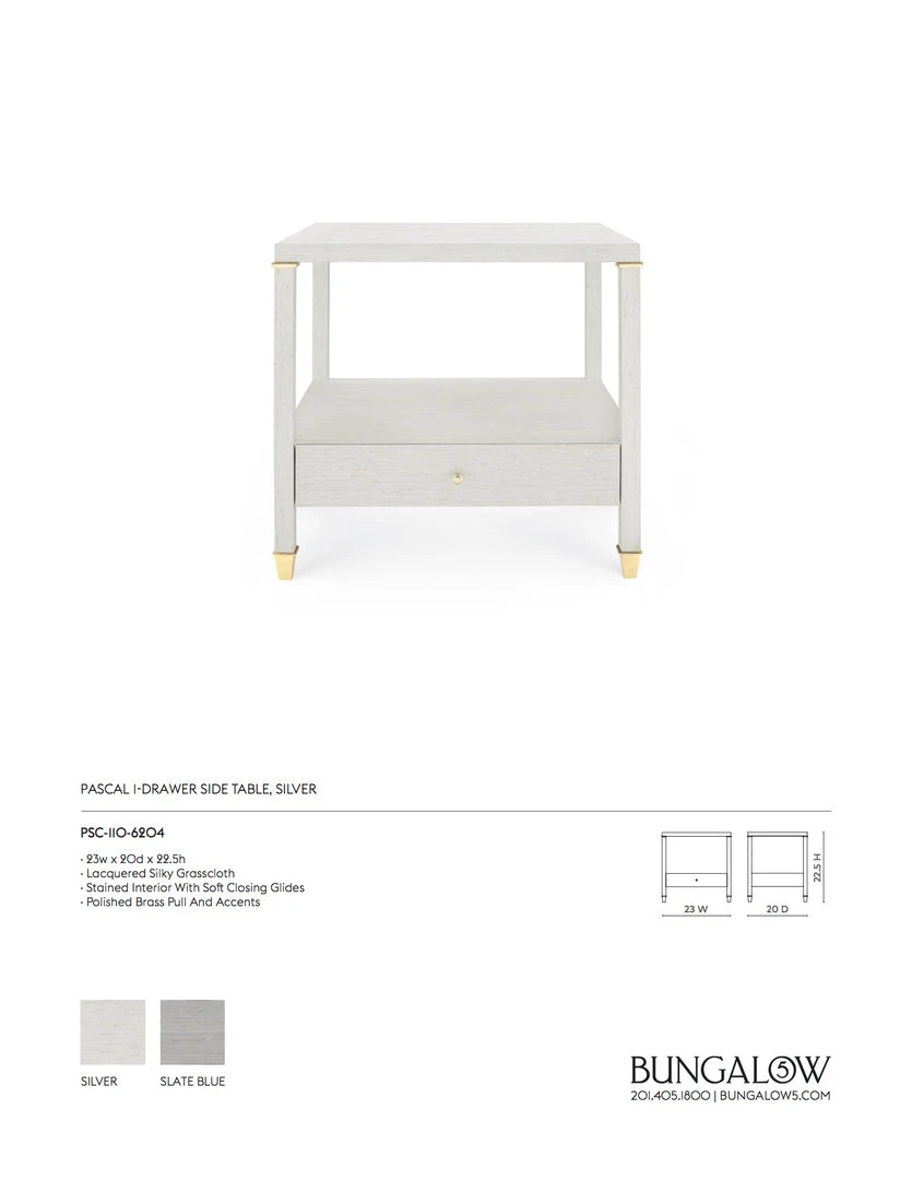 Bungalow 5 New Arrivals Pascal 1 Drawer Side Table Silver 4 Bungalow 5 New Arrivals Pascal 1 Drawer Side Table Silver