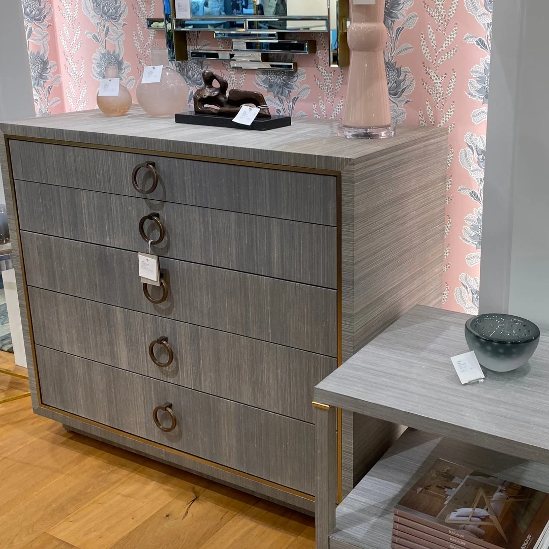 Bungalow 5 Parker Large 5 Drawer Chest Slate Blue Lacquered Grasscloth 2 Bungalow 5 Parker Large 5 Drawer Chest Slate Blue Lacquered Grasscloth