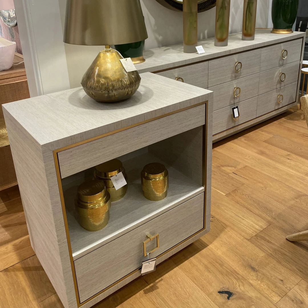 Bungalow 5 New Arrivals Parker 2 Drawer Side Table Slate Blue Lacquered Grasscloth 2 Bungalow 5 New Arrivals Parker 2 Drawer Side Table Slate Blue Lacquered Grasscloth