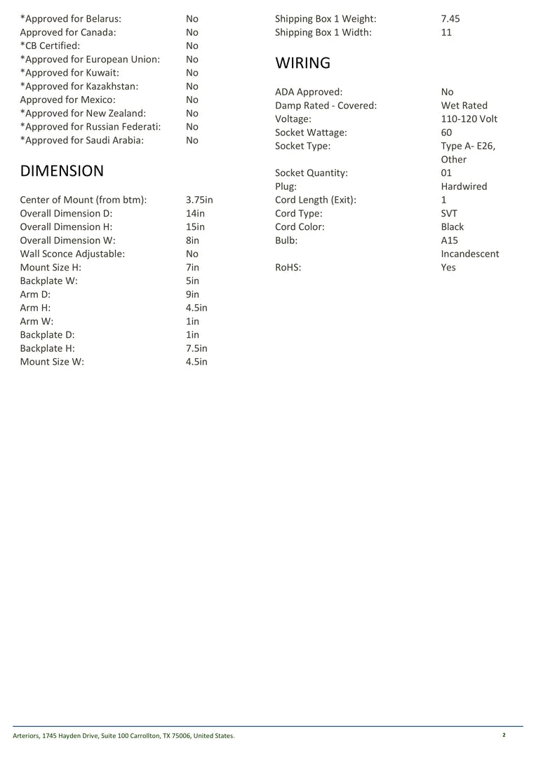 Arteriors Home Parrish Outdoor Sconce Aged Iron 5 Arteriors Home Parrish Outdoor Sconce Aged Iron