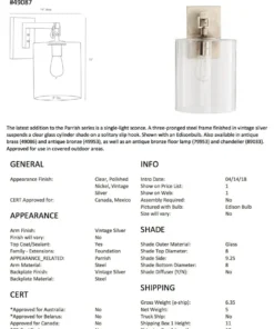 Arteriors Home Parrish Sconce Vintage Silver