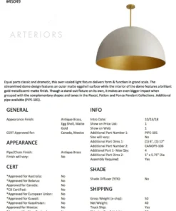 Arteriors Home Pascal Pendant Eggshell
