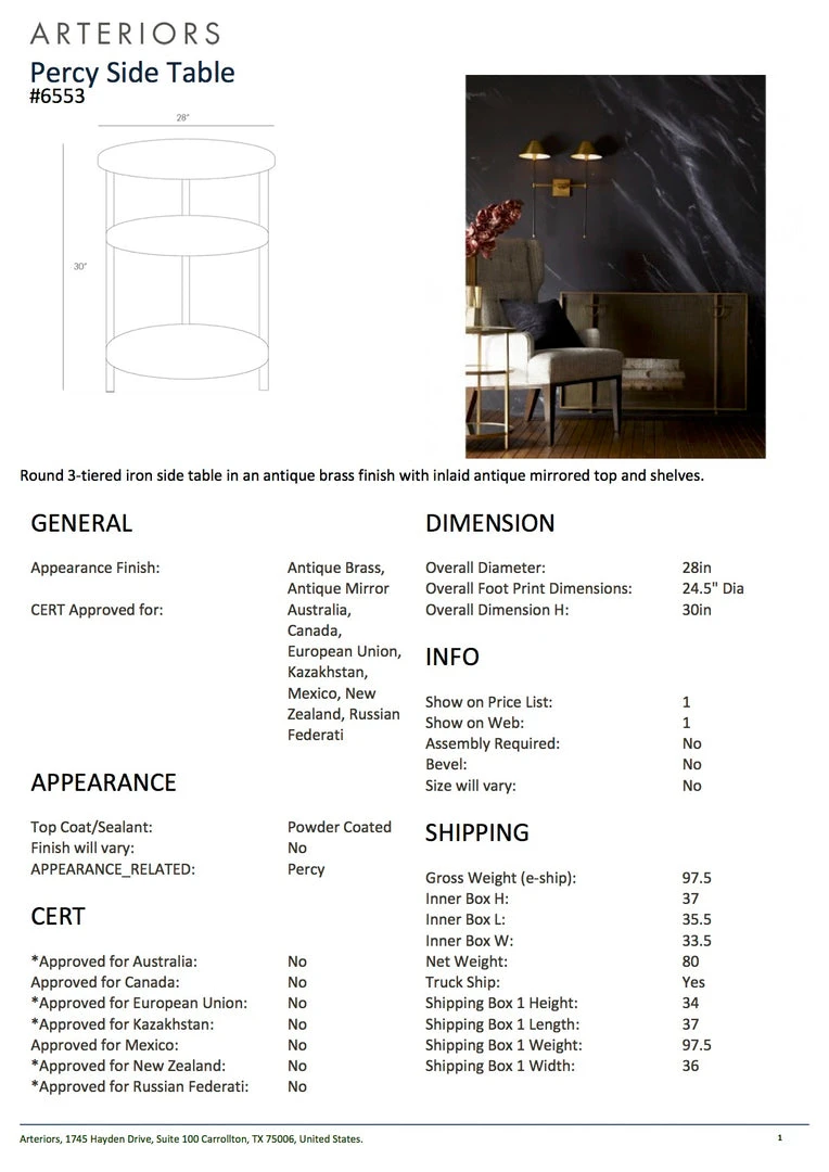 Arteriors Home New Arrivals Percy Side Table Antique Brass 5 Arteriors Home New Arrivals Percy Side Table Antique Brass