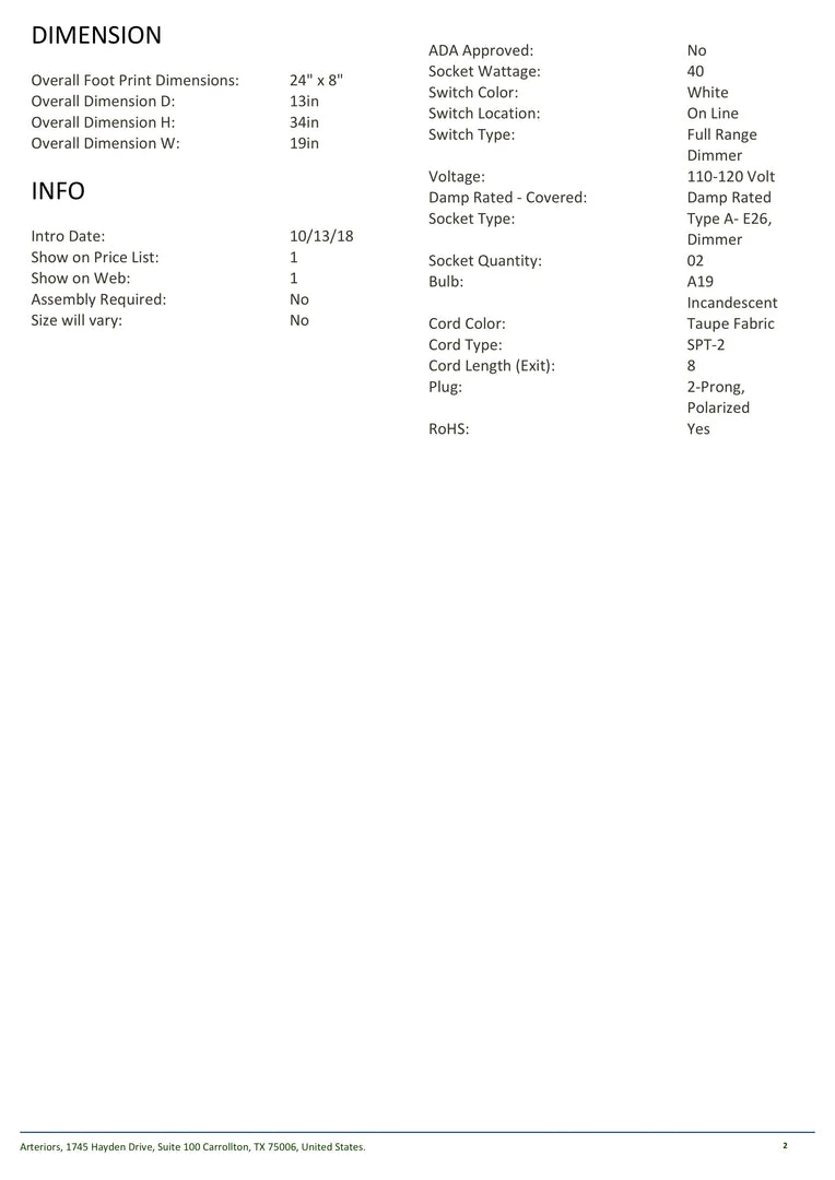 Arteriors Home Playa Lamp 6 Arteriors Home Playa Lamp