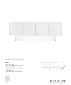 Bungalow 5 New Arrivals Raymond 4 Door Cabinet White 13 Bungalow 5 New Arrivals Raymond 4 Door Cabinet White