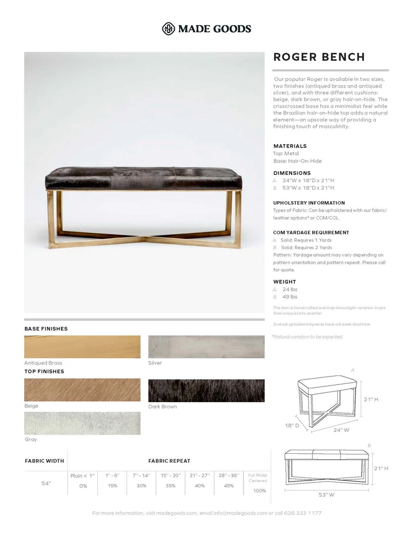 Made Goods Roger Double Bench Dark Brown Hide With Silver Metal Base New Arrivals 3 Made Goods Roger Double Bench Dark Brown Hide With Silver Metal Base New Arrivals