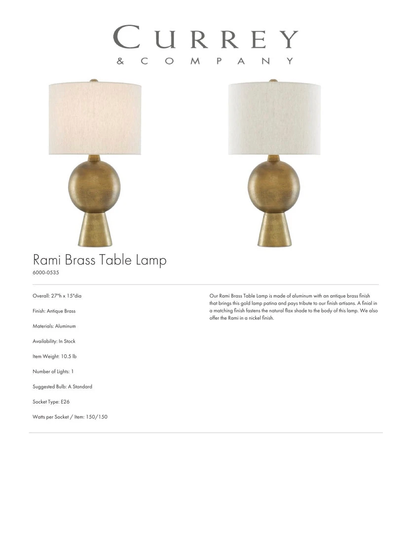 Currey And Company Rami Brass Table Lamp 4 Currey And Company Rami Brass Table Lamp