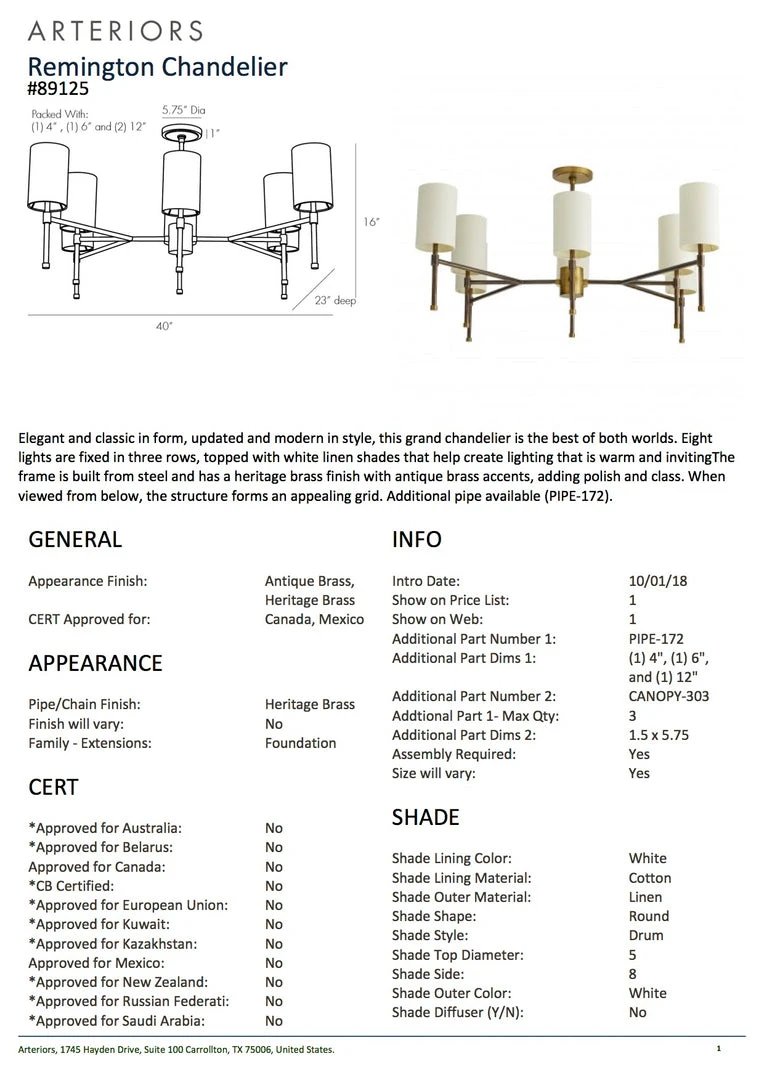 Arteriors Home Remington Chandelier Antique Brass 5 Arteriors Home Remington Chandelier Antique Brass