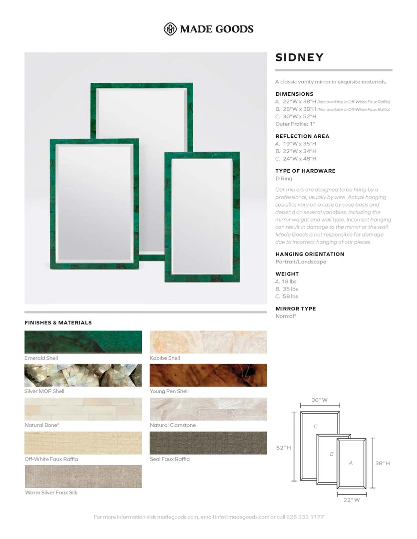 Made Goods Sidney Rectangular Mirror Emerald Shell 3 Made Goods Sidney Rectangular Mirror Emerald Shell