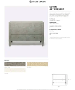 Made Goods Sorin 48" Dresser Off White Faux Shagreen 7 Made Goods Sorin 48