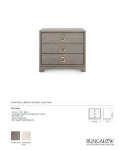 Bungalow 5 Stanford 3 Drawer Side Table Taupe Gray