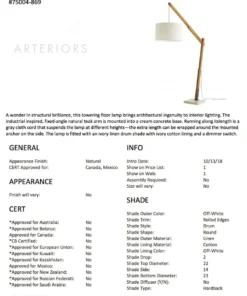 Arteriors Home New Arrivals Sarsa Floor Lamp