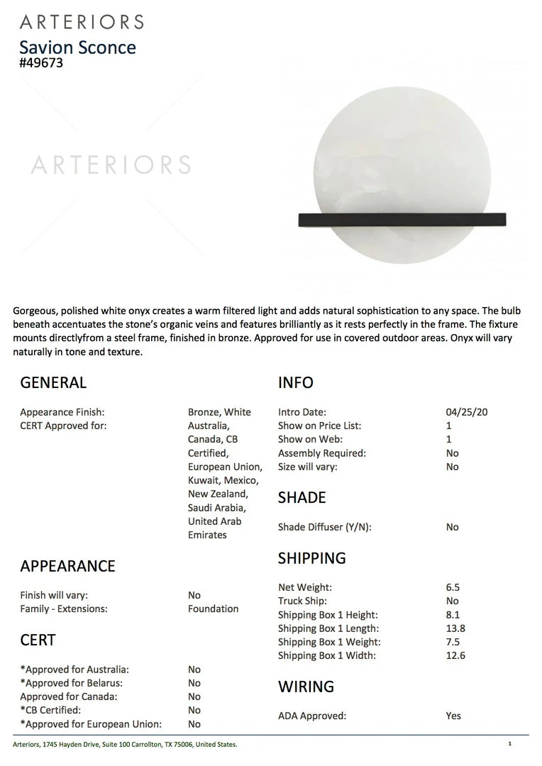 Arteriors Home New Arrivals Savion Sconce Bronze 8 Arteriors Home New Arrivals Savion Sconce Bronze