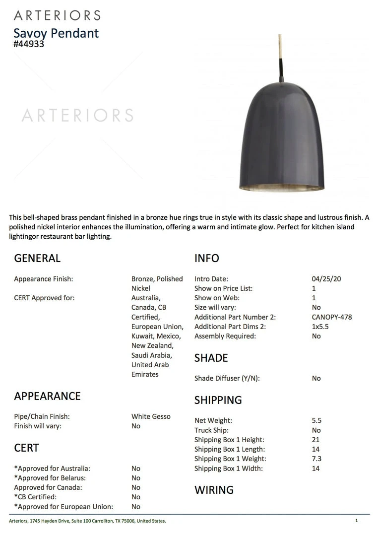 Arteriors Home Savoy Pendant Bronze 6 Arteriors Home Savoy Pendant Bronze