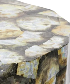 Made Goods Enzo Stool Silver Mother Of Pearl Shell
