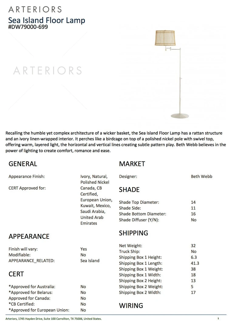 Arteriors Home Sea Island Floor Lamp New Arrivals 5 Arteriors Home Sea Island Floor Lamp New Arrivals