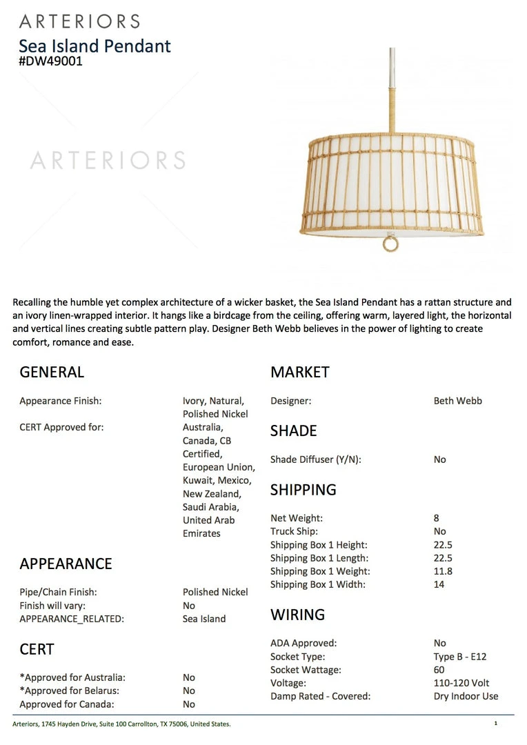 Arteriors Home New Arrivals Sea Island Pendant 5 Arteriors Home New Arrivals Sea Island Pendant