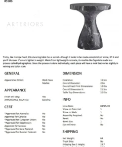 Arteriors Home Serafina Large Accent Table Faux Black Marble 14 Arteriors Home Serafina Large Accent Table Faux Black Marble