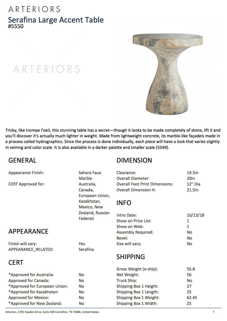 Arteriors Home Serafina Large Accent Table Sahara 5 Arteriors Home Serafina Large Accent Table Sahara