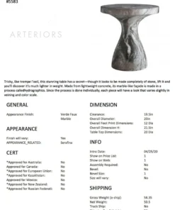 Arteriors Home Serafina Large Accent Table Verde