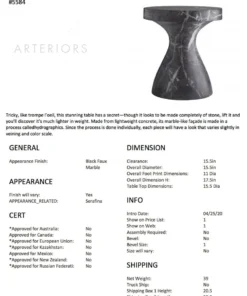 Arteriors Home Serafina Small Accent Table Faux Black Marble New Arrivals