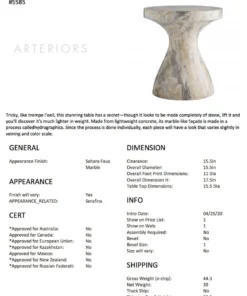 Arteriors Home New Arrivals Serafina Small Accent Table Sahara