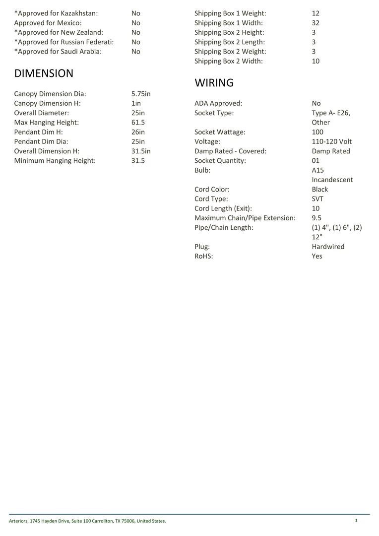 Arteriors Home Shae Pendant 6 Arteriors Home Shae Pendant