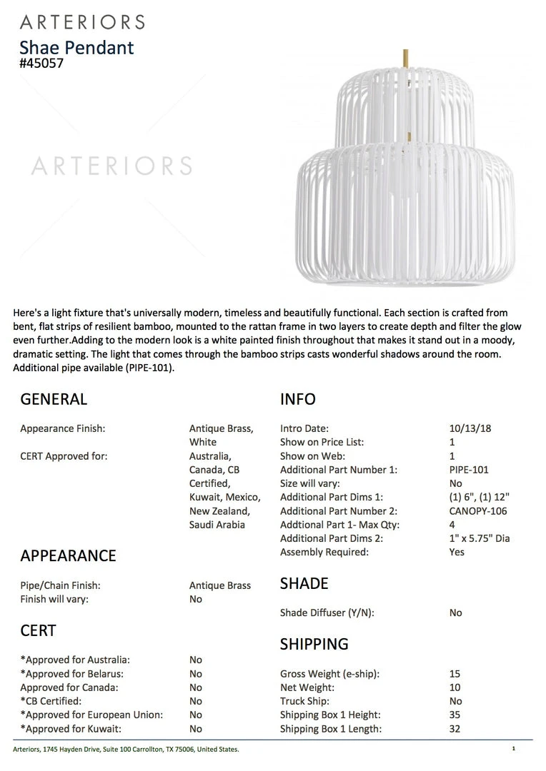Arteriors Home Shae Pendant 5 Arteriors Home Shae Pendant