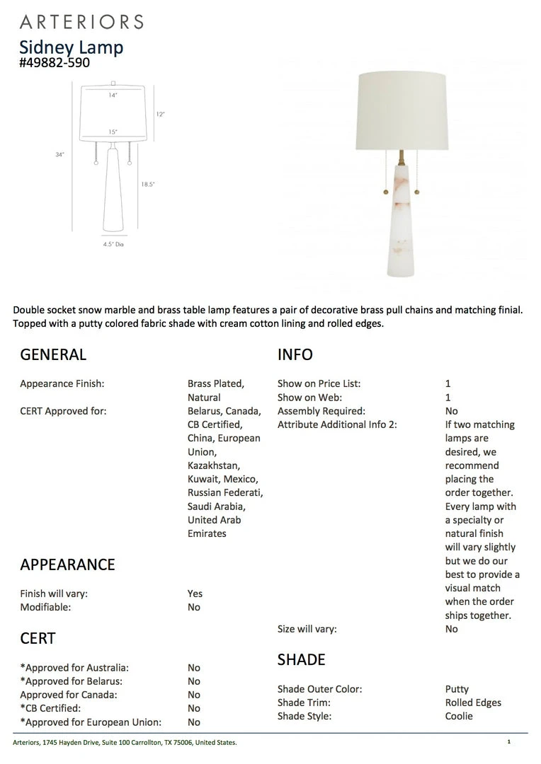 Arteriors Home New Arrivals Sidney Table Lamp 5 Arteriors Home New Arrivals Sidney Table Lamp