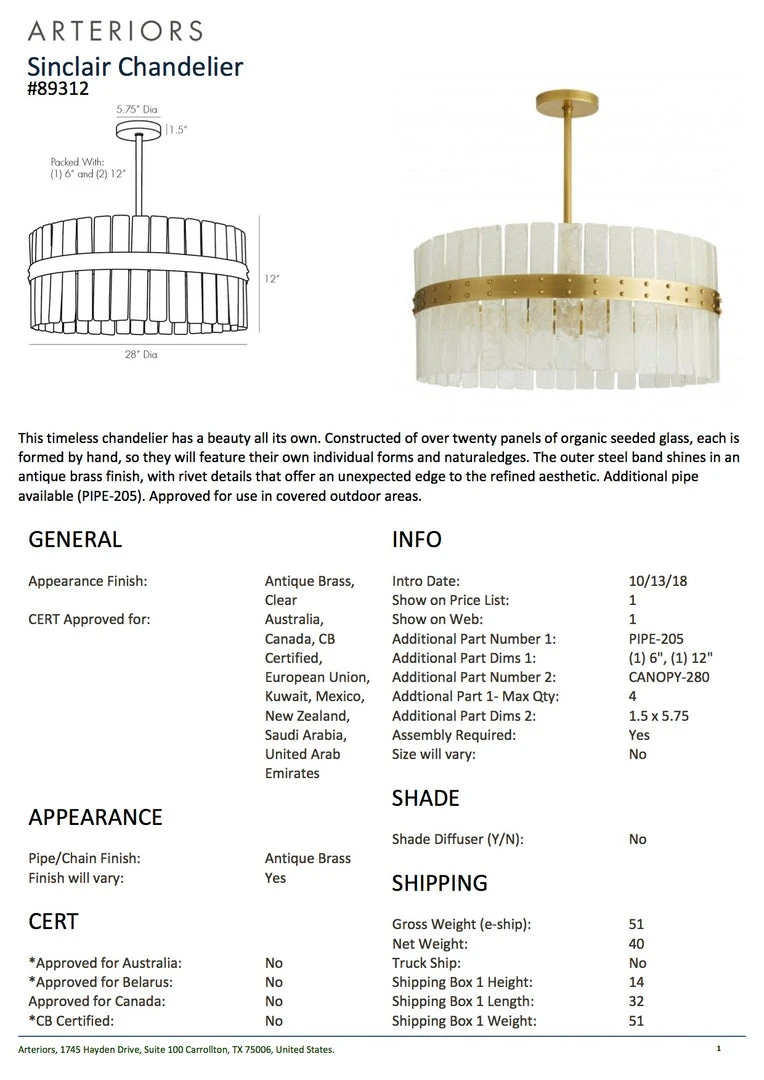 Arteriors Home New Arrivals Sinclair Chandelier 5 Arteriors Home New Arrivals Sinclair Chandelier
