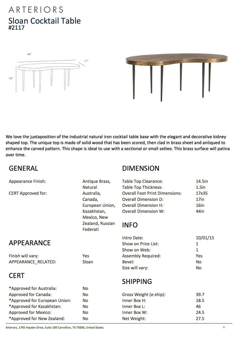 Arteriors Home Sloan Cocktail Table 6 Arteriors Home Sloan Cocktail Table
