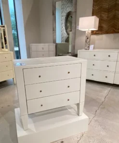 Made Goods New Arrivals Sorin 3 Drawer Double Nightstand Pristine Faux Shagreen