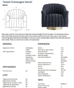 Arteriors Home Springsteen Chair Indigo Tweed Champagne Swivel New Arrivals 12 Arteriors Home Springsteen Chair Indigo Tweed Champagne Swivel New Arrivals