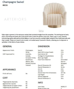 Arteriors Home New Arrivals Springsteen Chair Muslin Champagne Swivel 5 Arteriors Home New Arrivals Springsteen Chair Muslin Champagne Swivel