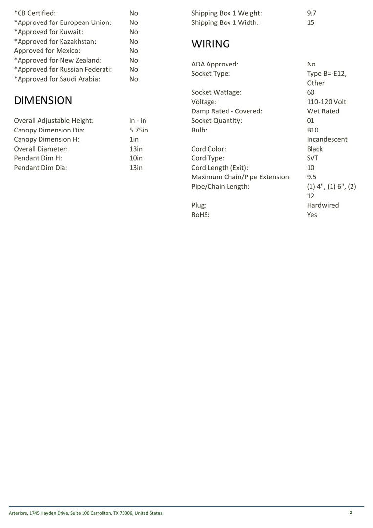 Arteriors Home Stanwick Outdoor Pendant Nickel 6 Arteriors Home Stanwick Outdoor Pendant Nickel