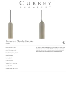 Currey And Company Stonemoss Slender Pendant 7 Currey And Company Stonemoss Slender Pendant