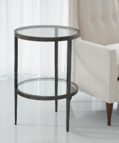 Studio A New Arrivals Laforge Two Tiered Side Table Iron And Braised Brass