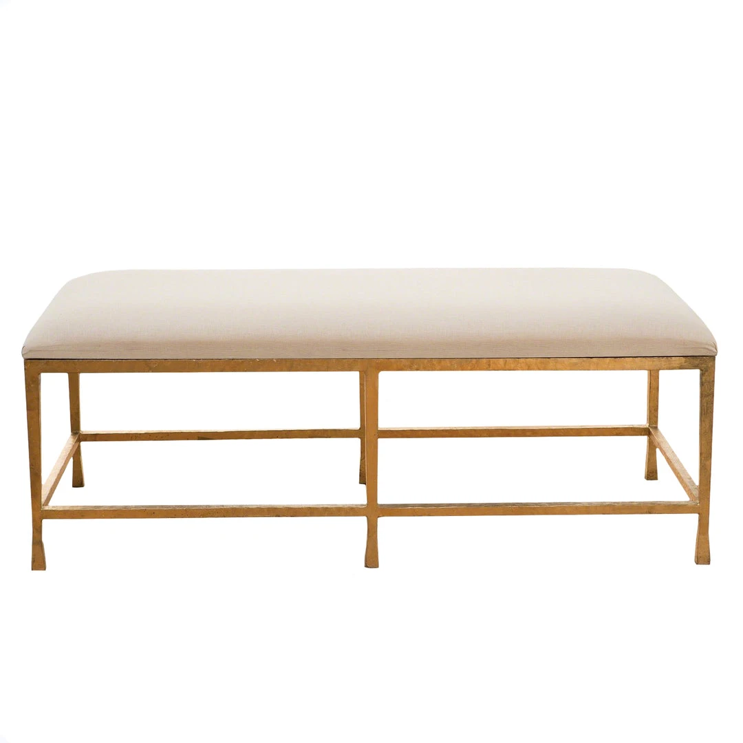 Studio A Quad Pod Bench Gold Leaf With Muslin Cushion New Arrivals 1 Studio A Quad Pod Bench Gold Leaf With Muslin Cushion New Arrivals