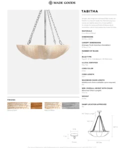 Made Goods New Arrivals Tabitha Chandelier Natural Coco Beads And Gold Metal