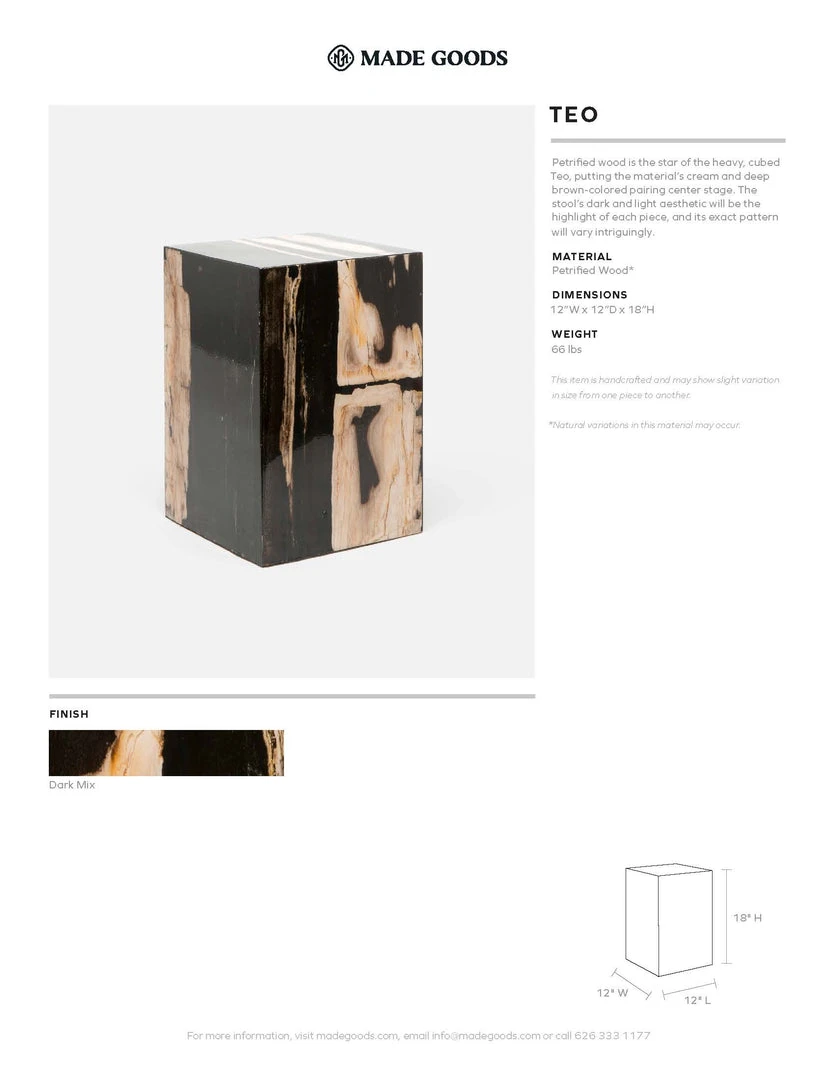 Made Goods Teo Stool Dark Mix Petrified Wood New Arrivals 4 Made Goods Teo Stool Dark Mix Petrified Wood New Arrivals