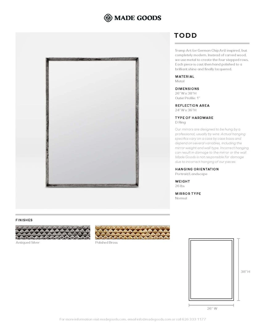 Made Goods New Arrivals Todd Mirror Antiqued Silver Metal 2 Made Goods New Arrivals Todd Mirror Antiqued Silver Metal
