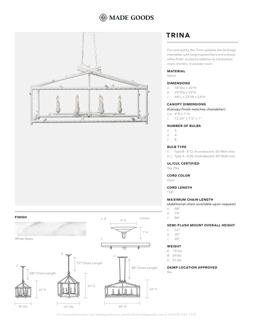 Made Goods New Arrivals Trina Twig Chandelier Rectangular 5 Made Goods New Arrivals Trina Twig Chandelier Rectangular