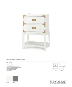 Bungalow 5 Tansu Two Drawer Side Table White 5 Bungalow 5 Tansu Two Drawer Side Table White